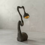 Myrrh Sculptural Floor Lamp in Matte Black with Gold Interior