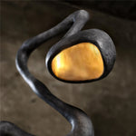 Myrrh Sculptural Floor Lamp in Matte Black with Gold Interior