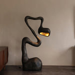 Myrrh Sculptural Floor Lamp in Matte Black with Gold Interior
