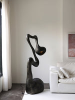 Myrrh Sculptural Floor Lamp in Matte Black with Gold Interior