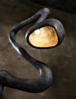 Myrrh Sculptural Floor Lamp in Matte Black with Gold Interior