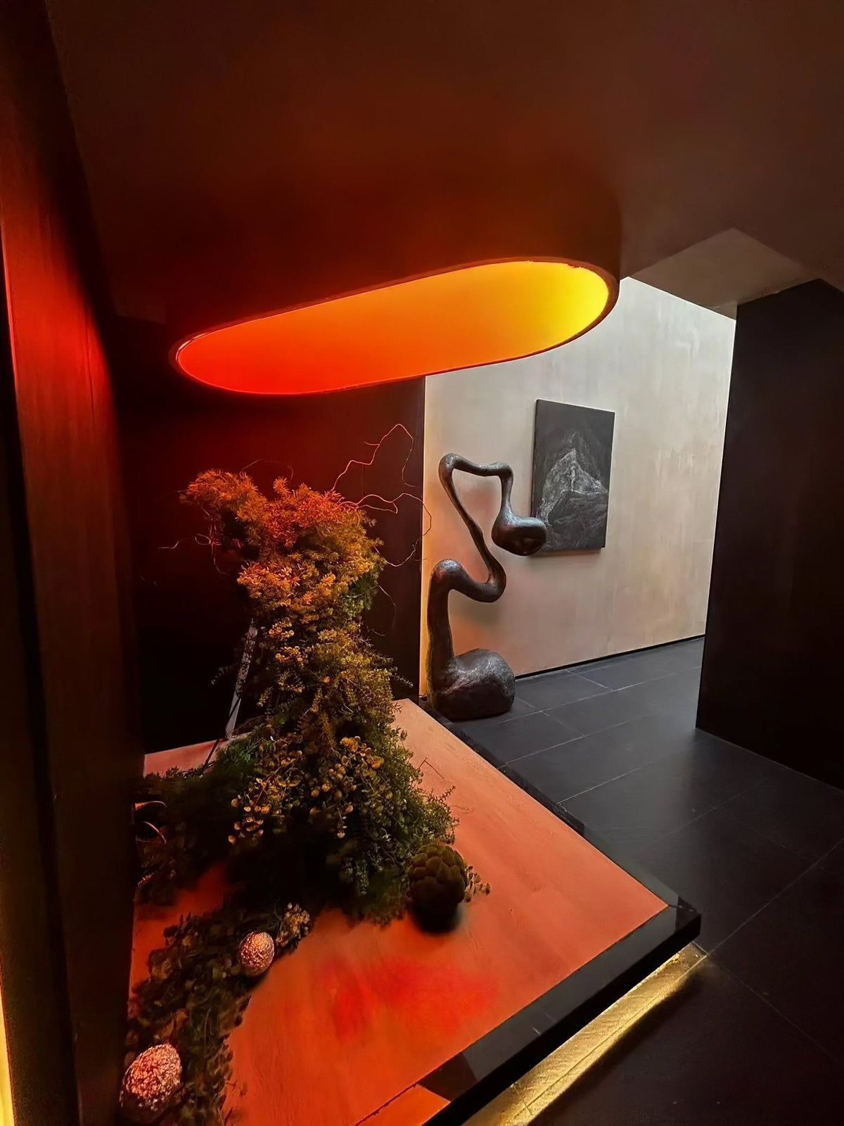 Myrrh Sculptural Floor Lamp in Matte Black with Gold Interior