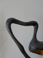 Myrrh Sculptural Floor Lamp in Matte Black with Gold Interior
