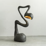 Myrrh Sculptural Floor Lamp in Matte Black with Gold Interior