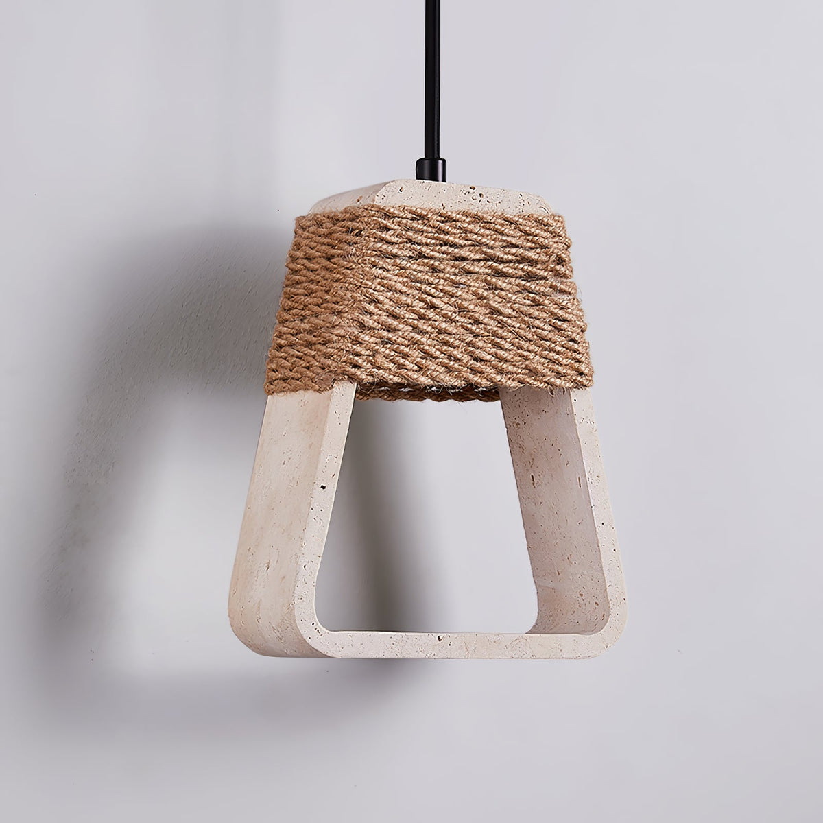 Naroa Pendant Light in Natural Stone and Jute Rope