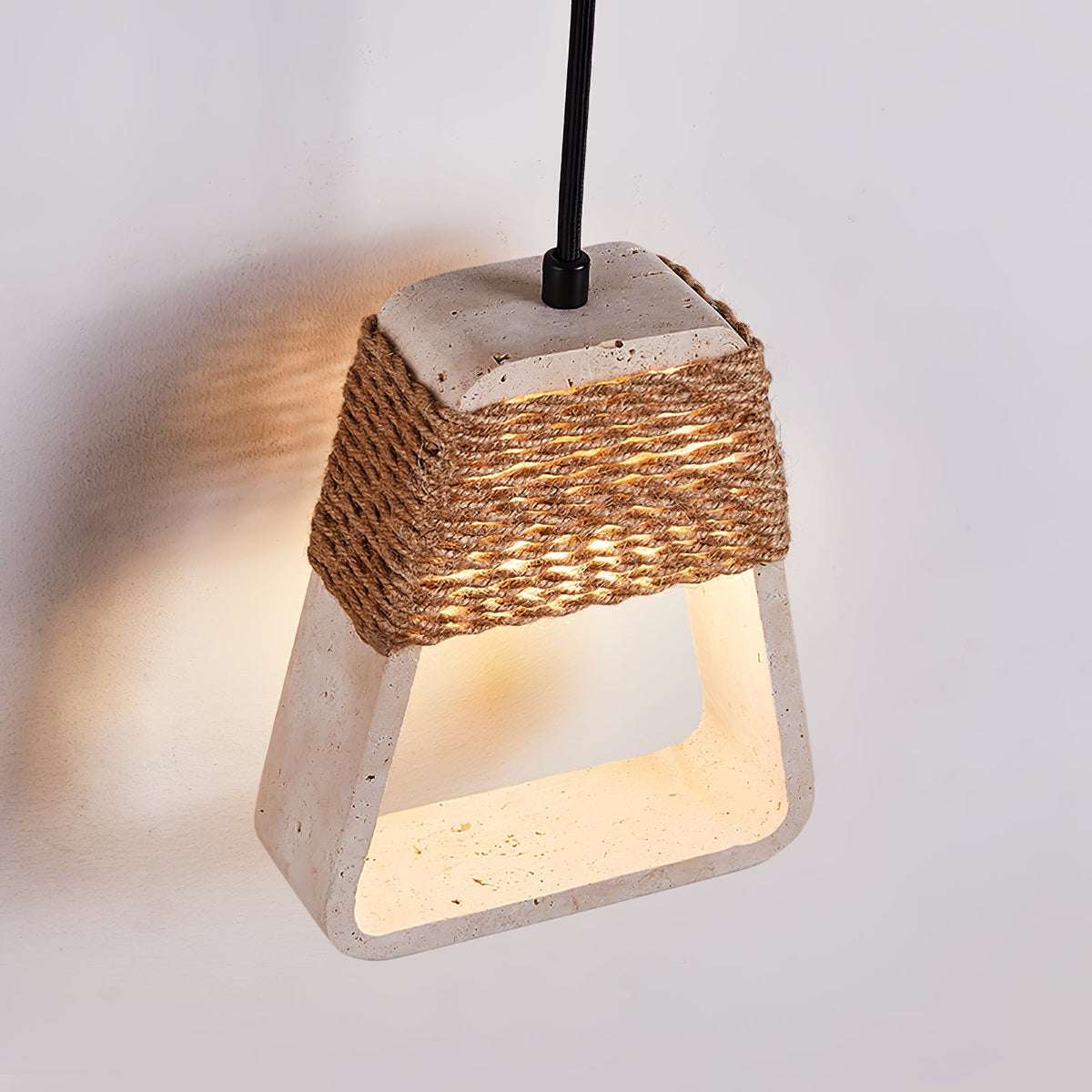 Naroa Pendant Light in Natural Stone and Jute Rope