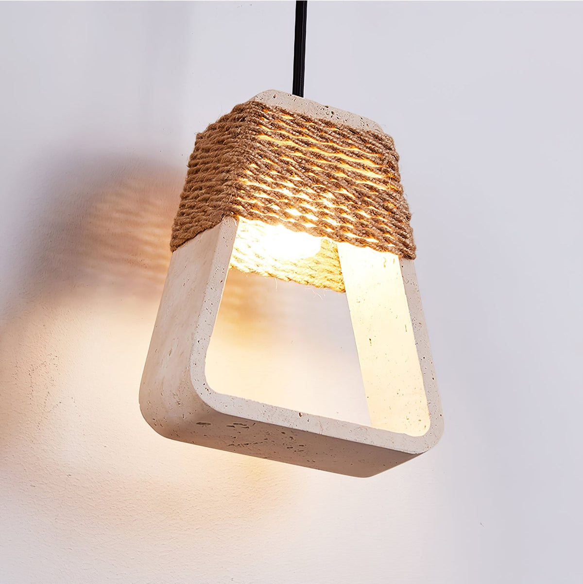 Naroa Pendant Light in Natural Stone and Jute Rope