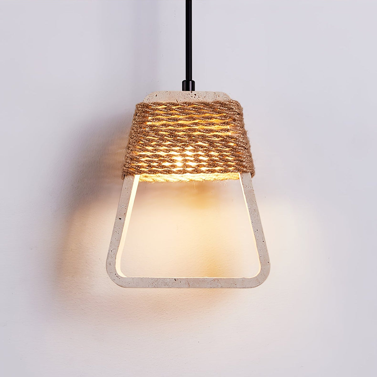 Naroa Pendant Light in Natural Stone and Jute Rope
