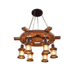Nautical Industrial Style Wooden Chandelier