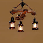 Nautical Industrial Style Wooden Chandelier