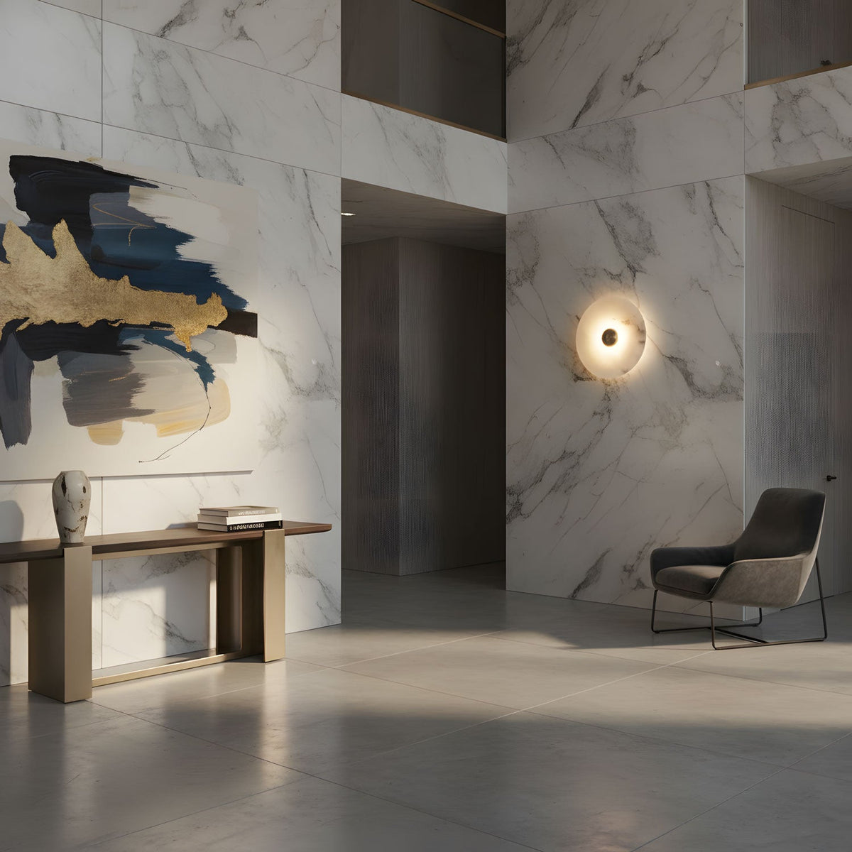 Nayra Alabaster Wall Sconce – Sculpted LED Wall Light in Natural Stone