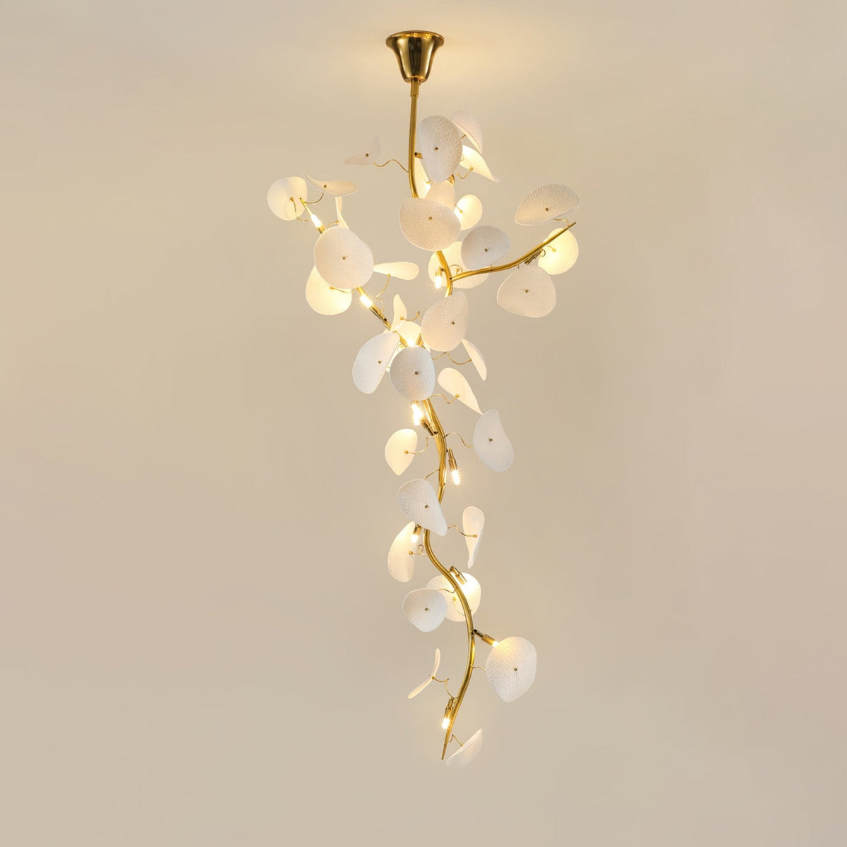 Nebula Petal Chandelier — Modern Ceramic & Gold Designer Pendant Light