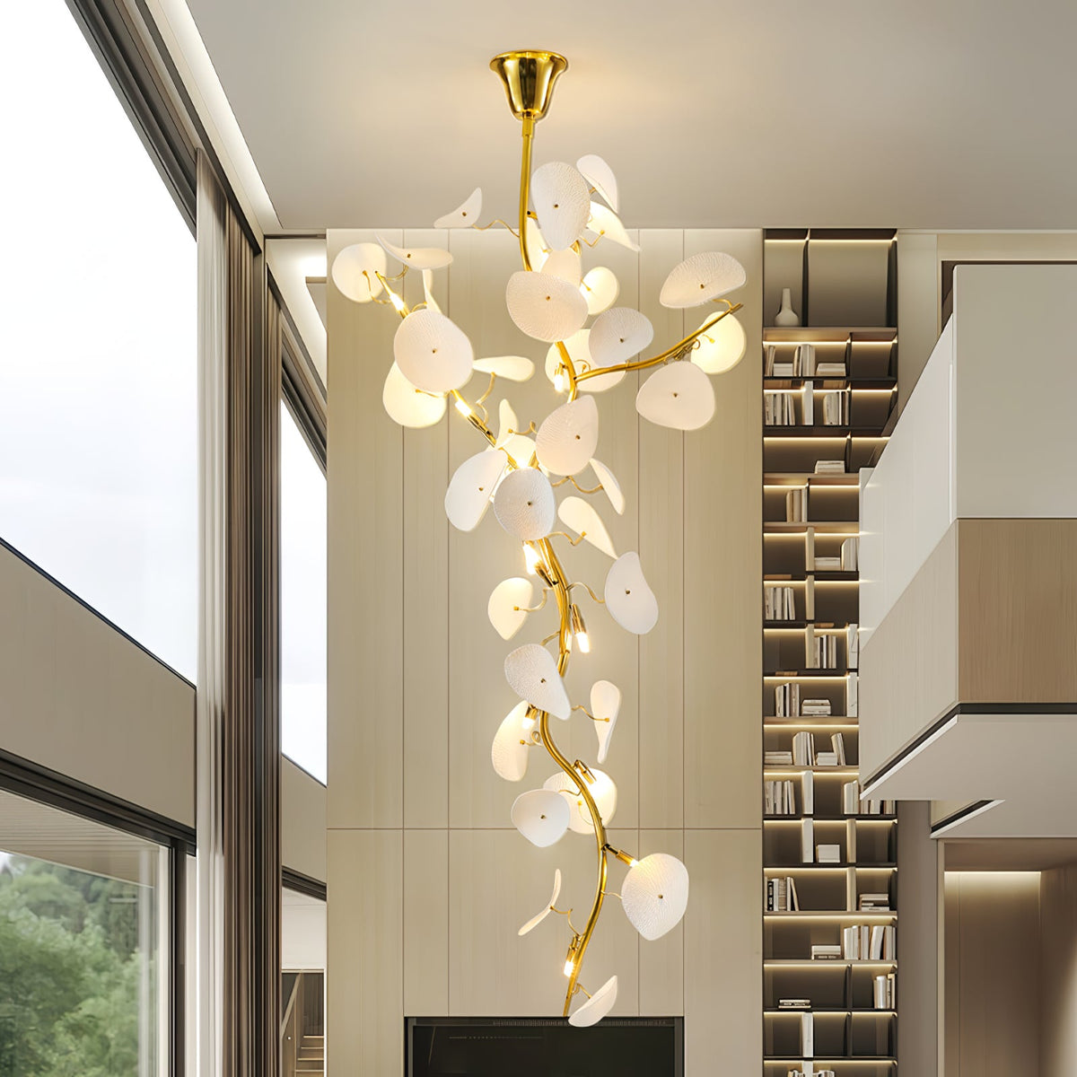 Nebula Petal Chandelier — Modern Ceramic & Gold Designer Pendant Light