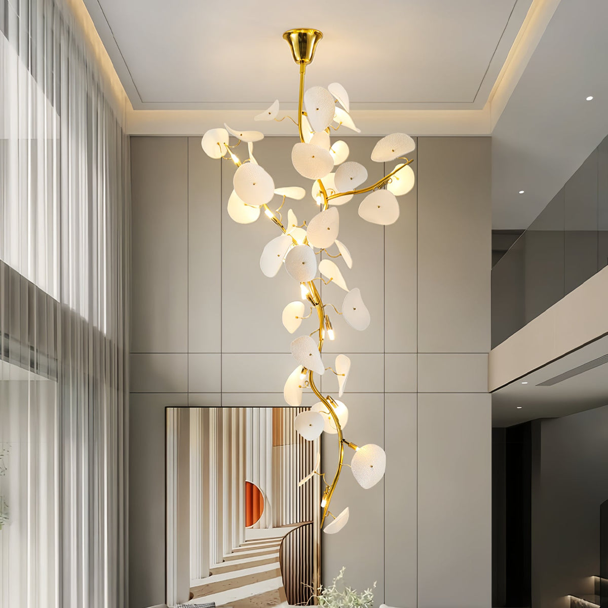 Nebula Petal Chandelier — Modern Ceramic & Gold Designer Pendant Light
