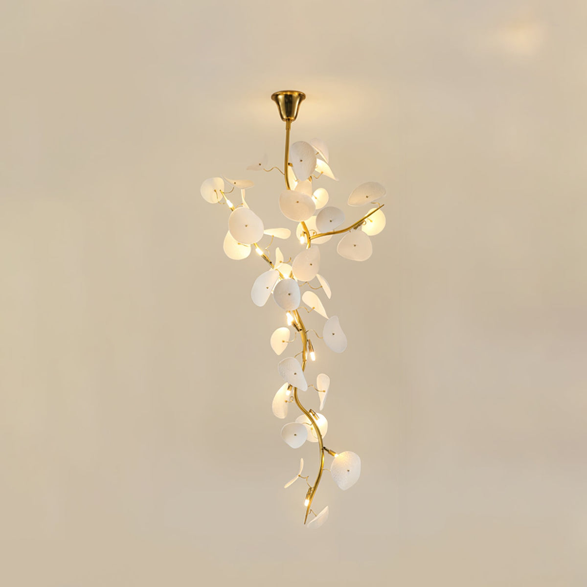 Nebula Petal Chandelier — Modern Ceramic & Gold Designer Pendant Light
