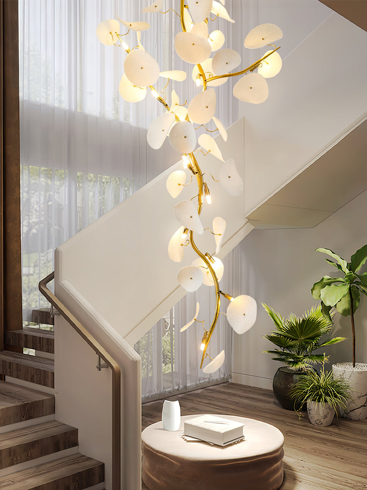 Nebula Petal Chandelier — Modern Ceramic & Gold Designer Pendant Light