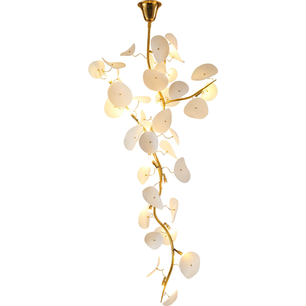 Nebula Petal Chandelier — Modern Ceramic & Gold Designer Pendant Light