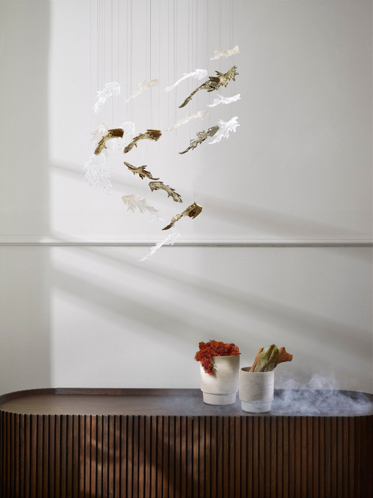 Nectar Leaves Crystal Chandelier | Modern Designer Pendant Light for Dining Room & Living Room