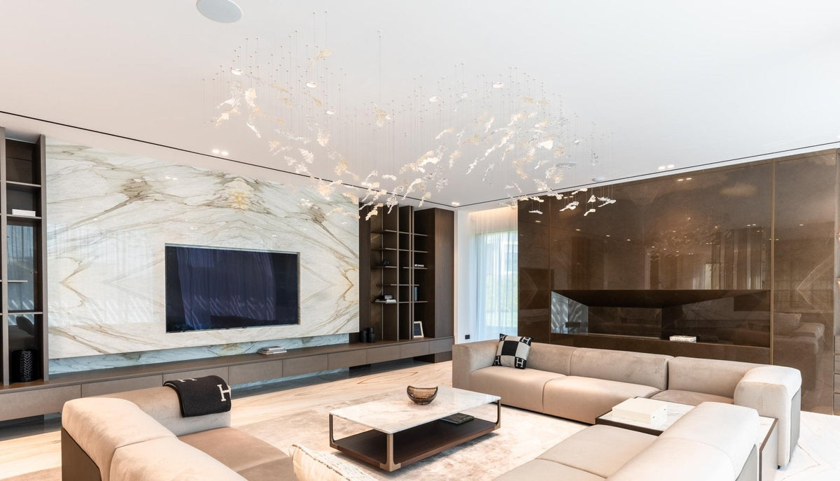 Nectar Leaves Crystal Chandelier | Modern Designer Pendant Light for Dining Room & Living Room