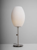 Faux Silk Bubble Table Lamp with Chrome Stem and Pull Chain