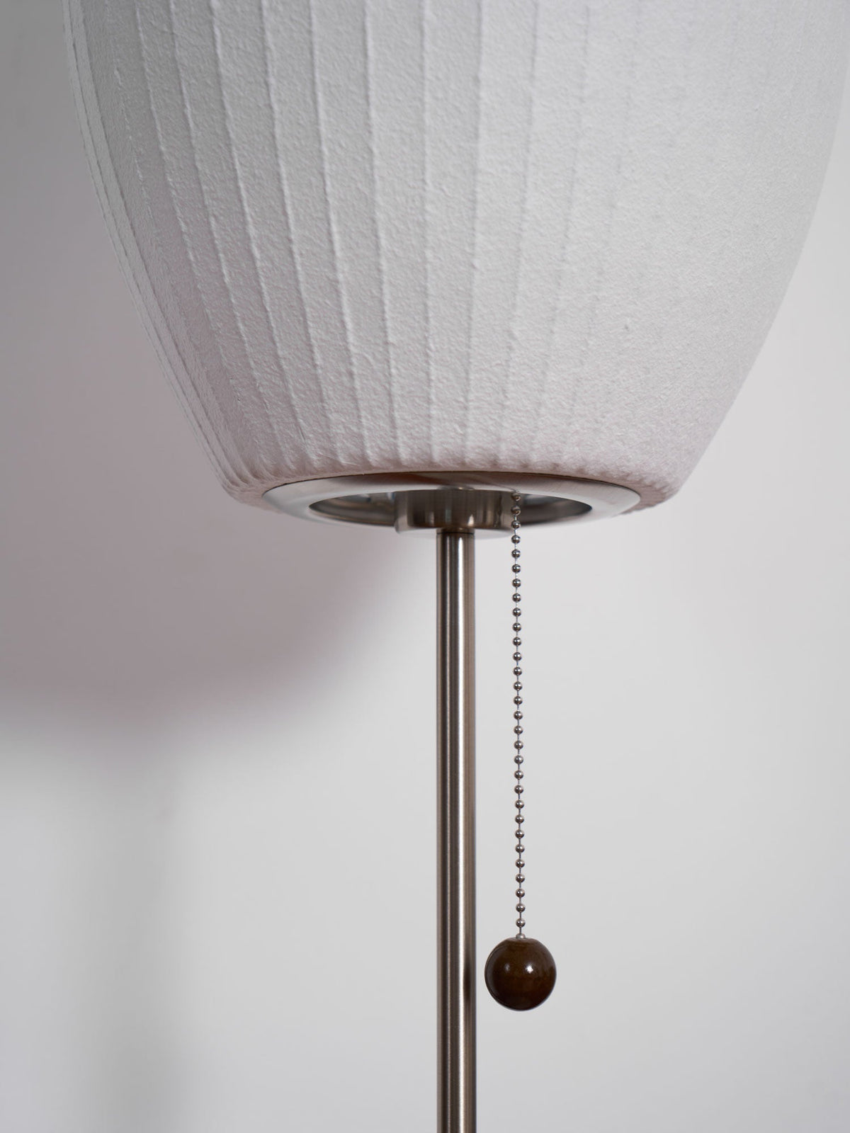 Faux Silk Bubble Table Lamp with Chrome Stem and Pull Chain