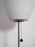 Faux Silk Bubble Table Lamp with Chrome Stem and Pull Chain