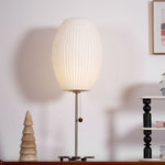 Faux Silk Bubble Table Lamp with Chrome Stem and Pull Chain