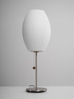 Faux Silk Bubble Table Lamp with Chrome Stem and Pull Chain