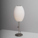 Faux Silk Bubble Table Lamp with Chrome Stem and Pull Chain