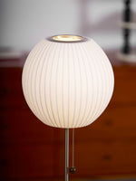 Faux Silk Bubble Table Lamp with Chrome Stem and Pull Chain