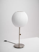 Faux Silk Bubble Table Lamp with Chrome Stem and Pull Chain