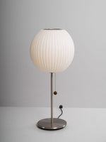 Faux Silk Bubble Table Lamp with Chrome Stem and Pull Chain