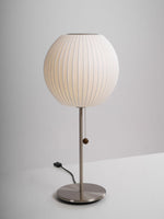 Faux Silk Bubble Table Lamp with Chrome Stem and Pull Chain