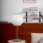 Faux Silk Bubble Table Lamp with Chrome Stem and Pull Chain