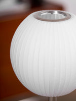 Faux Silk Bubble Table Lamp with Chrome Stem and Pull Chain