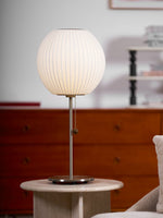 Faux Silk Bubble Table Lamp with Chrome Stem and Pull Chain