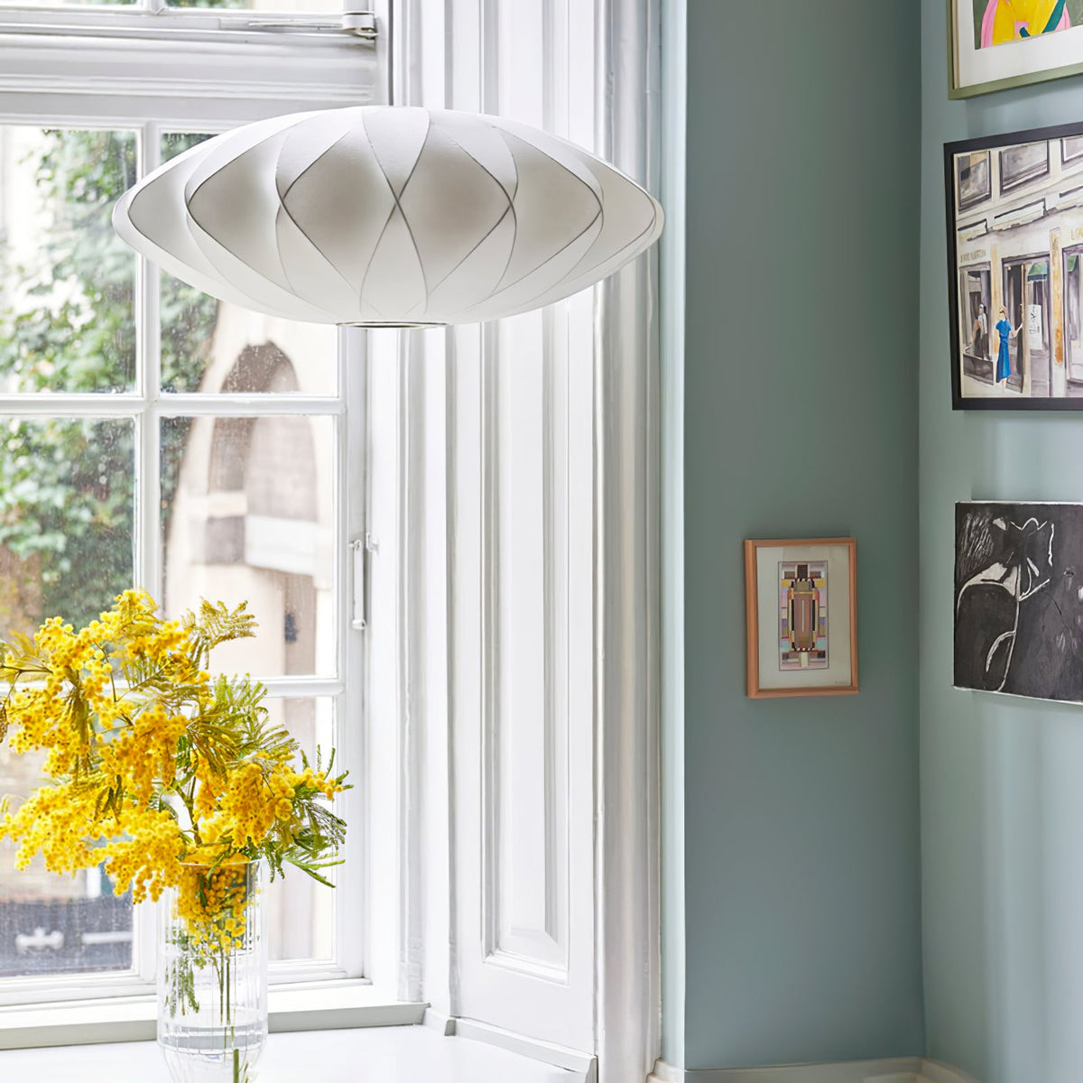 Bubble Silk Swing Arm Pendant Light – Adjustable Designer Ceiling Lamp