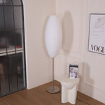 Lumina Spherical Floor Lamp – Handcrafted Silk Shade in Polished Chrome