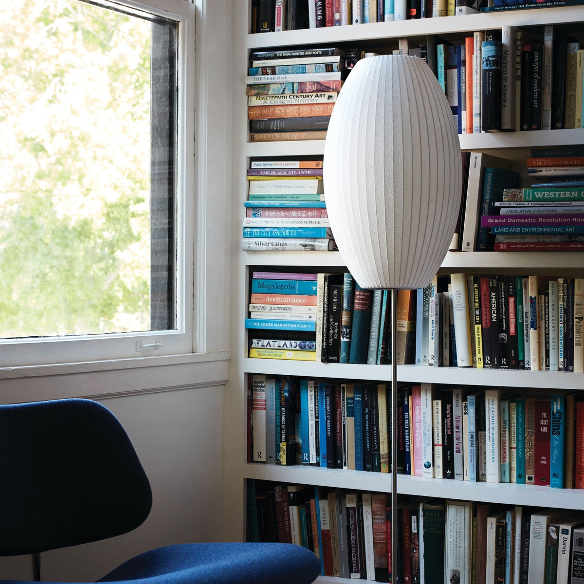 Lumina Spherical Floor Lamp – Handcrafted Silk Shade in Polished Chrome