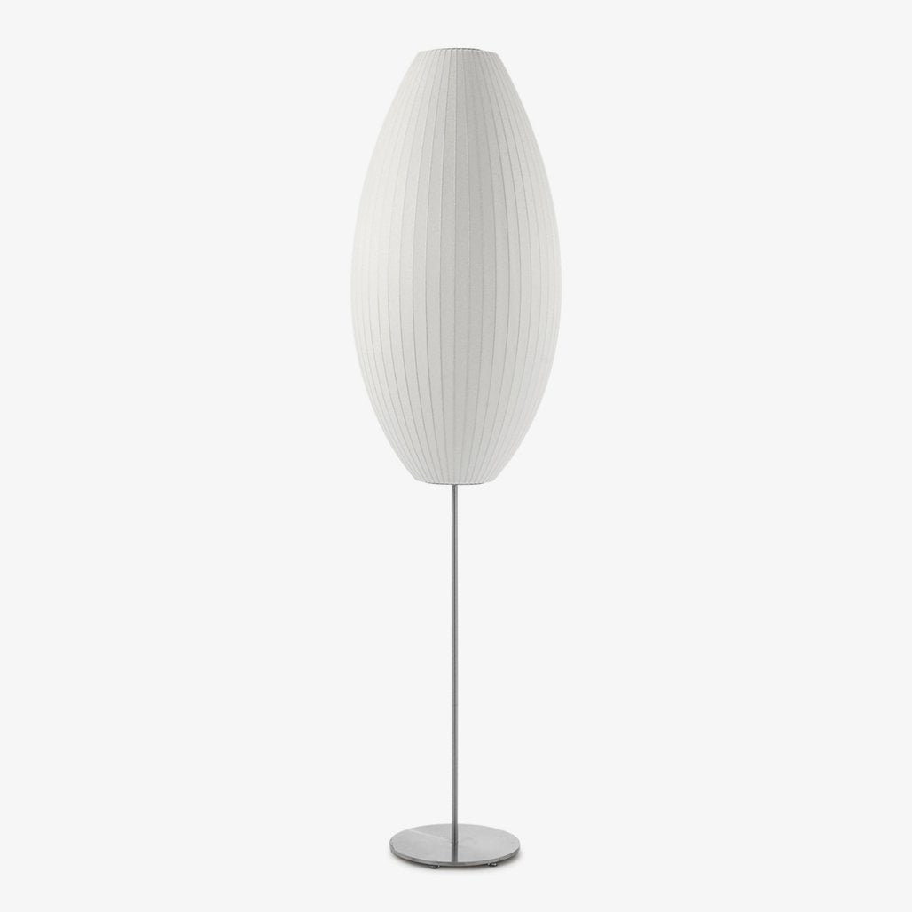 Lumina Spherical Floor Lamp – Handcrafted Silk Shade in Polished Chrome