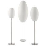 Lumina Spherical Floor Lamp – Handcrafted Silk Shade in Polished Chrome