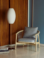 Lumina Spherical Floor Lamp – Handcrafted Silk Shade in Polished Chrome