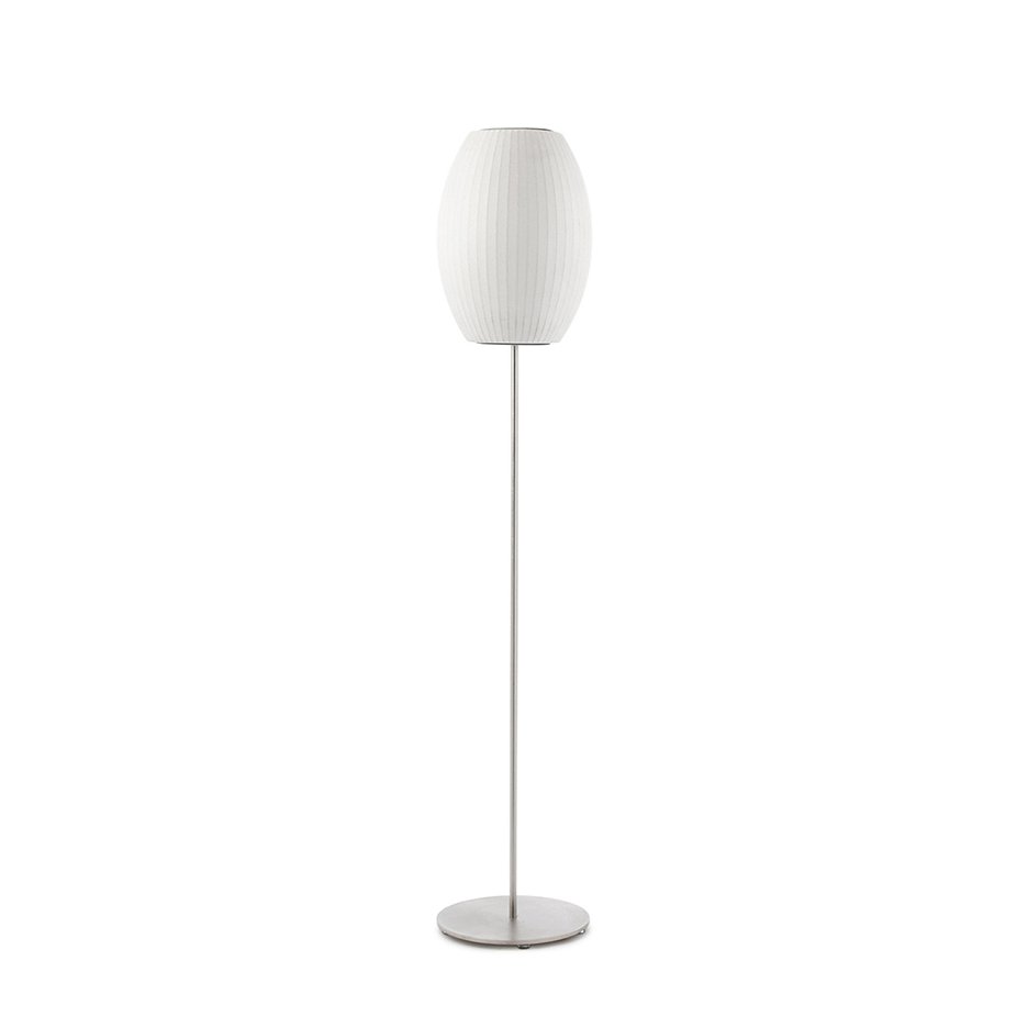 Lumina Spherical Floor Lamp – Handcrafted Silk Shade in Polished Chrome