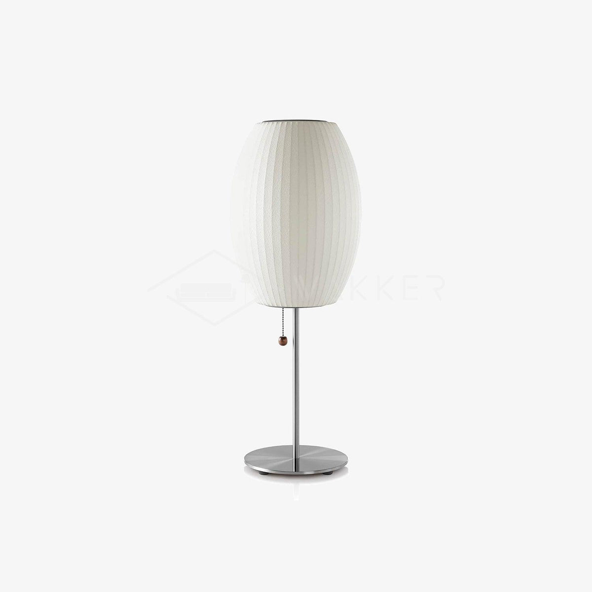 Faux Silk Bubble Table Lamp with Chrome Stem and Pull Chain