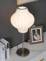 Faux Silk Bubble Table Lamp with Chrome Stem and Pull Chain