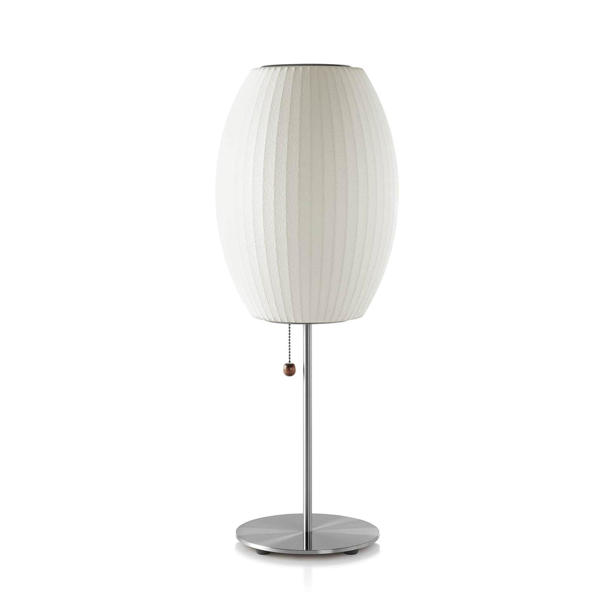 Faux Silk Bubble Table Lamp with Chrome Stem and Pull Chain