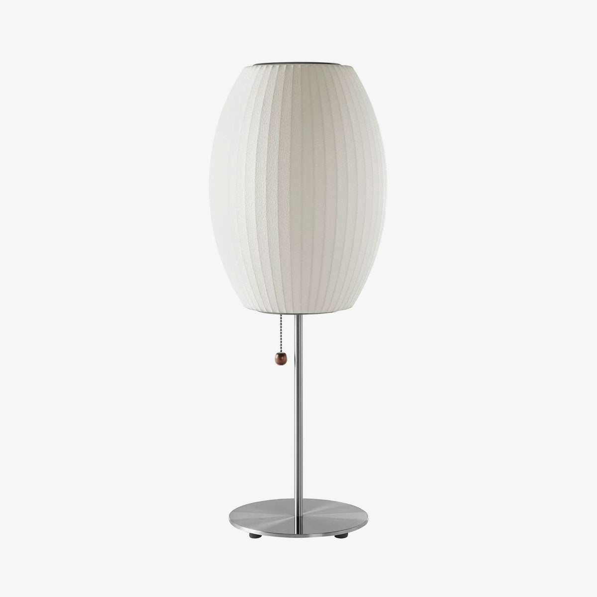 Faux Silk Bubble Table Lamp with Chrome Stem and Pull Chain