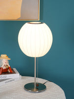 Faux Silk Bubble Table Lamp with Chrome Stem and Pull Chain