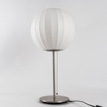 Faux Silk Bubble Table Lamp with Chrome Stem and Pull Chain