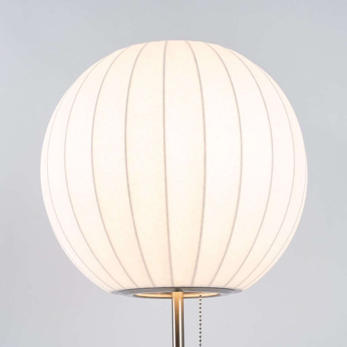 Faux Silk Bubble Table Lamp with Chrome Stem and Pull Chain